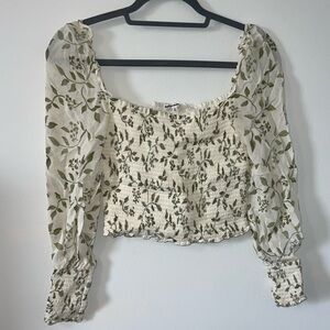 Reformation Floral Print Smocked Top